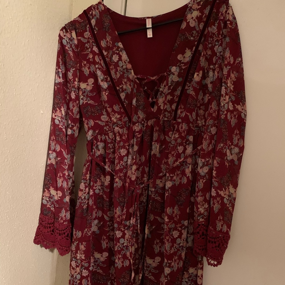 Maroon floral dress